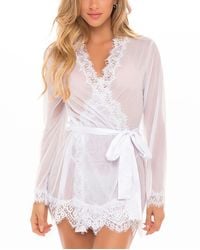 Oh La La Cheri - Provence Eyelash Lace Robe With Sash And G-String Panty - Lyst
