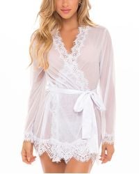 Oh La La Cheri - Provence Eyelash Lace Robe With Sash And G-String Panty - Lyst