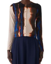 Jason Wu - Burned Striped Wool Crewneck Cardigan Sweater - Lyst