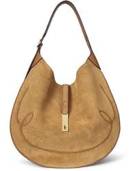Polo Ralph Lauren - Polo Id Western Suede Stitched Shoulder Bag - Lyst