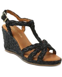 Andre Assous Madina T - Strap Wedge Sandals - Black
