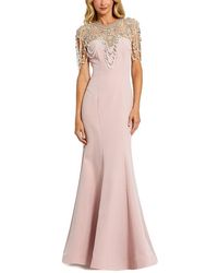 Mac Duggal - Draped Pearl Beaded Detail Mermaid Gown - Lyst