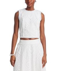 Aqua - Eyelet Sleeveless Top - Lyst