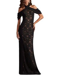 魅力を凝縮【TADASHI SHOJI】Kaiti Embroidered Halter Gown Bode Sequin Embroidered Lace and Tulle Gown | Tadashi Shoji