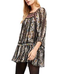 Free People Dance Magic Embroidered Tunic Dress - Black