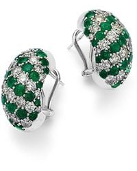 Bloomingdale's Fine Collection - Emerald & Diamond Small Hoop Earrings - Lyst