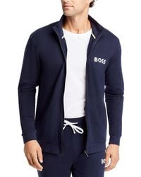 BOSS - Ease Cotton Logo Print Full Zip Jacket Regular Fit - Lyst