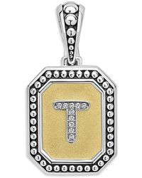 Lagos - Signature Caviar Sterling & 18K Octagon Diamond A Initial Charm, 0.05 Tcw - Lyst