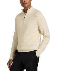 Reiss - Roberts Wool & Nylon Seam Detail Regular Fit Half Zip Sweater - Lyst