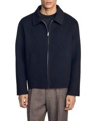 Sandro - Double Face Wool Blend Zip Jacket - Lyst