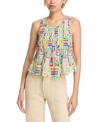 Aqua - Amey Pleated Sleeveless Tank Top - Lyst