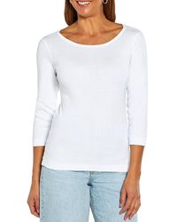 Three Dots - Boat Neck Tee - Lyst