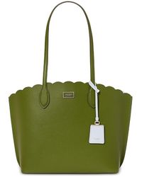 Kate Spade - Suite Scalloped Crossgrain Leather Large Open Tote - Lyst