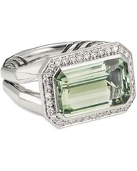 David Yurman Novella Statet Ring With Prasiolite & Pavé Diamonds - Multicolor