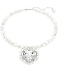 Swarovski - Ariana Grande Imitation Pearl & Crystal Heart Halo Pendant Necklace, 14.875-17.75 - Lyst