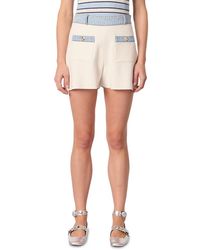 Maje - Denim Trim Knitted Shorts - Lyst
