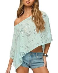 Edikted - Triana Bead & Sequin Chiffon Poncho - Lyst