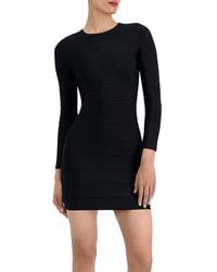 Hervé Léger - Long-Sleeve Mini Sheath Dress - Lyst