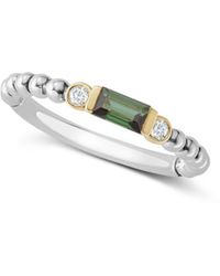 Lagos 18k Gold & Sterling Silver Green Tourmaline & Diamond Stacking Ring - Metallic