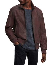 John Varvatos John Varvatos Star Slim Fit Dani Zip Front Leather Jacket - Brown