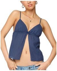 Edikted - Otis Eyelet Split Front Tank Top - Lyst