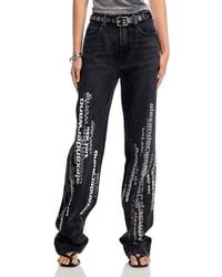 T By Alexander Wang - Alexanderwang. T Ez Vertical Screen Print High Rise Straight Wide Leg Jeans - Lyst