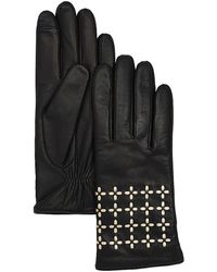 Echo - Geometric Laced Leather Tech Gloves - Lyst