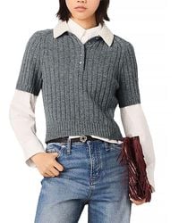 Maje - Beaded Collar Ribbed Sweater - Lyst