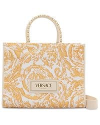 Versace - Barocco Athena Raffia Medium Tote Bag - Lyst
