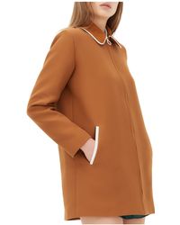 Sandro Maha Suede-collar Coat - Brown