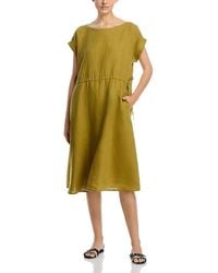 Eileen Fisher - Linen Ballet Neck Cap Sleeved Dress - Lyst