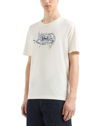 Emporio Armani - Cotton Embroidered Logo Graphic Tee - Lyst