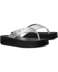 Tory Burch - Leather Platform Flip Flops - Lyst