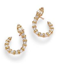 Bloomingdale's Fine Collection - Diamond Round & Baguette Serpent Hoop Earrings - Lyst