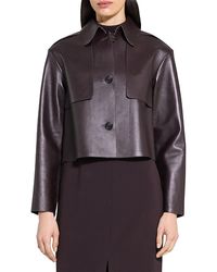 Theory - Cropped Leather Trench Coat - Lyst