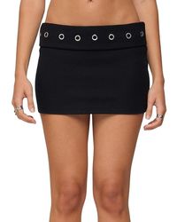 Edikted - Havana Grommet Ribbed Foldover Mini Skort - Lyst