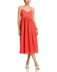 Aqua - Eyelet V-Neck Dress - Lyst