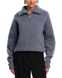 Helmut Lang - Wool Half Zip Funnel Neck Sweater - Lyst