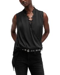 AllSaints - Abi Satin Wrap Top - Lyst