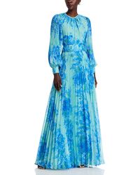 Teri Jon - Floral Print Pleated Dress - Lyst
