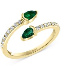 Bloomingdale's Emerald & Diamond Bypass Ring In 14k Yellow Gold - Metallic