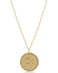 Zoe Chicco Zoe Chicco 14k Yellow Gold Diamond "all You Need Is Love" Mantra Pendant Necklace - Metallic