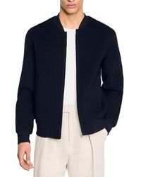 Sandro - Double Faced Wool Blend Varsity Jacket - Lyst