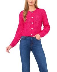 Cece - Heart Button Pointelle Cardigan - Lyst