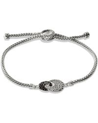 John Hardy - Sterling Silver Classic Chain Black Sapphire & Black Spinel Intertwined Disc Bolo Bracelet - Lyst