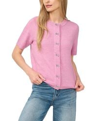 Cece - Bow Button Short Sleeve Cardigan Sweater - Lyst