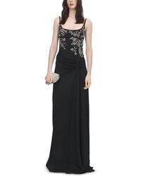 McQueen - Bead & Crystal Floral Embroidery Draped Gown - Lyst