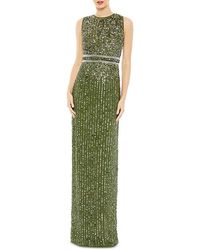 Mac Duggal - Sequined High Neck Sleeveless Column Gown - Lyst