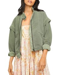 Free People Florence Quilted Bomber Jacket - Green