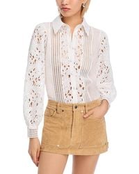 Aqua - Lace Inset Blouse - Lyst